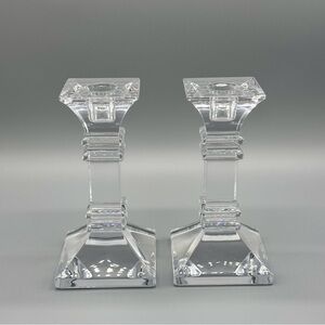 Pair Marquis By Waterford Crystal Treviso Candlesticks Taper Candle Holders